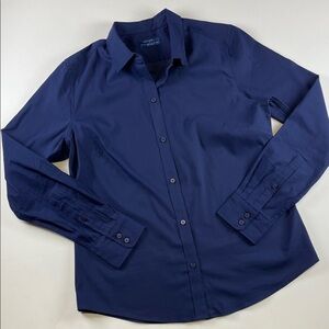 UNTUCKit Women Button Down Shirt Navy Long Sleeve Stretch Blouse Size 6